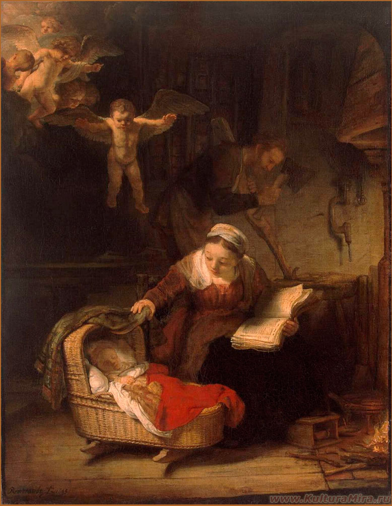 Рембрандт Харменс ван Рейн. Святое семейство с ангелами / www.kulturamira.ru